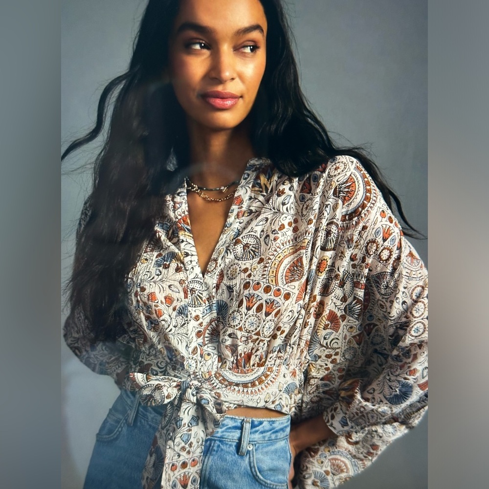 By Anthropologie Tie-Front Blouse
